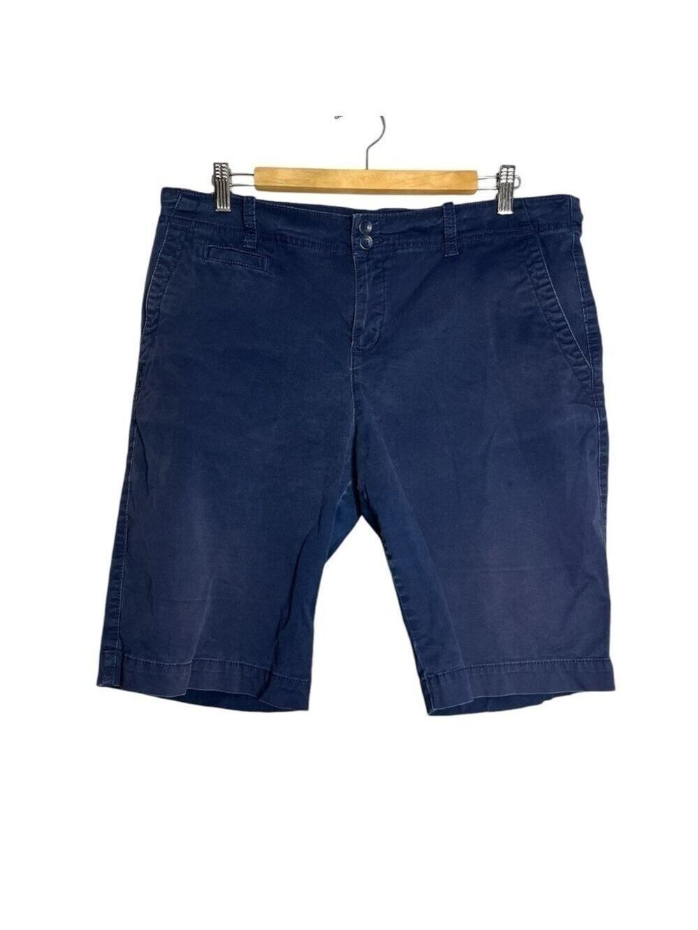 Eddie Bauer Navy Preppy Heritage Bermuda Cotton Mid Shorts, Size 14